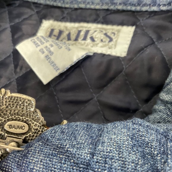 Vintage 80s 90s Haiks Quilted Denim Button Up Vest plus size 2X Autumn AJMC pin - Picture 13 of 13